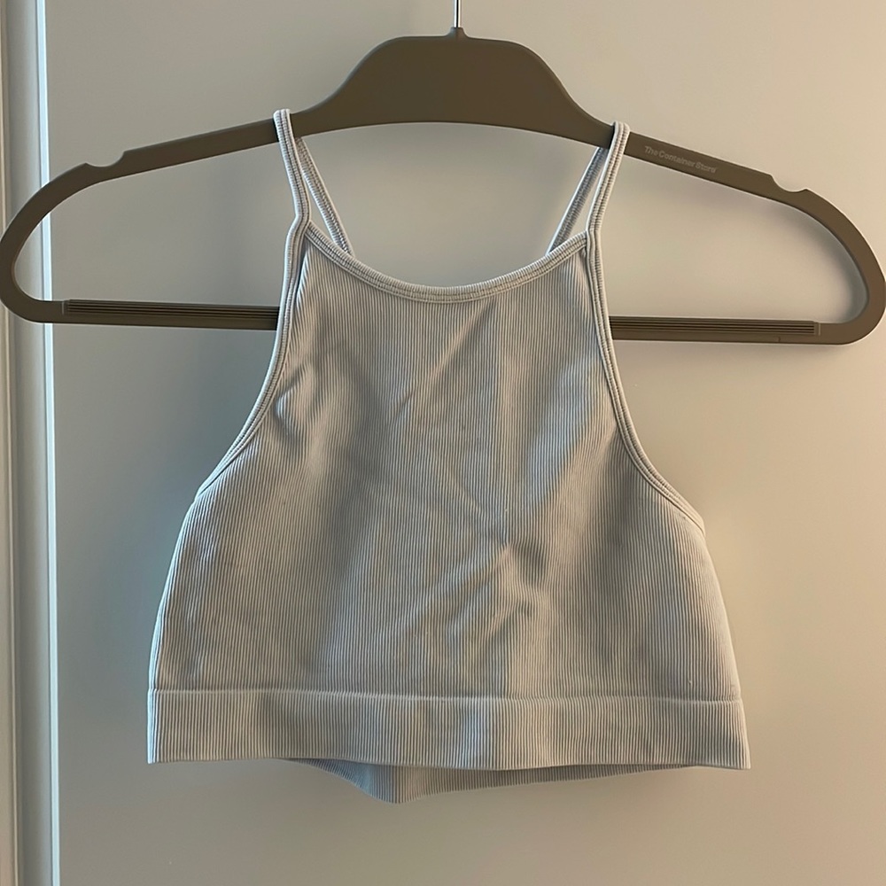 Ribbed light blue cropped tank